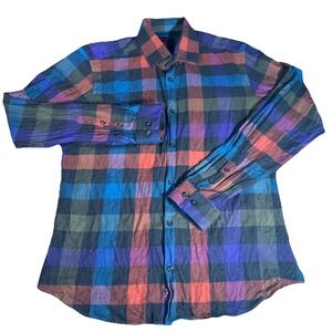 Jared Lang Shirt Men's‎ M Plaid After Hours Long Sleeve Button Down Preppy